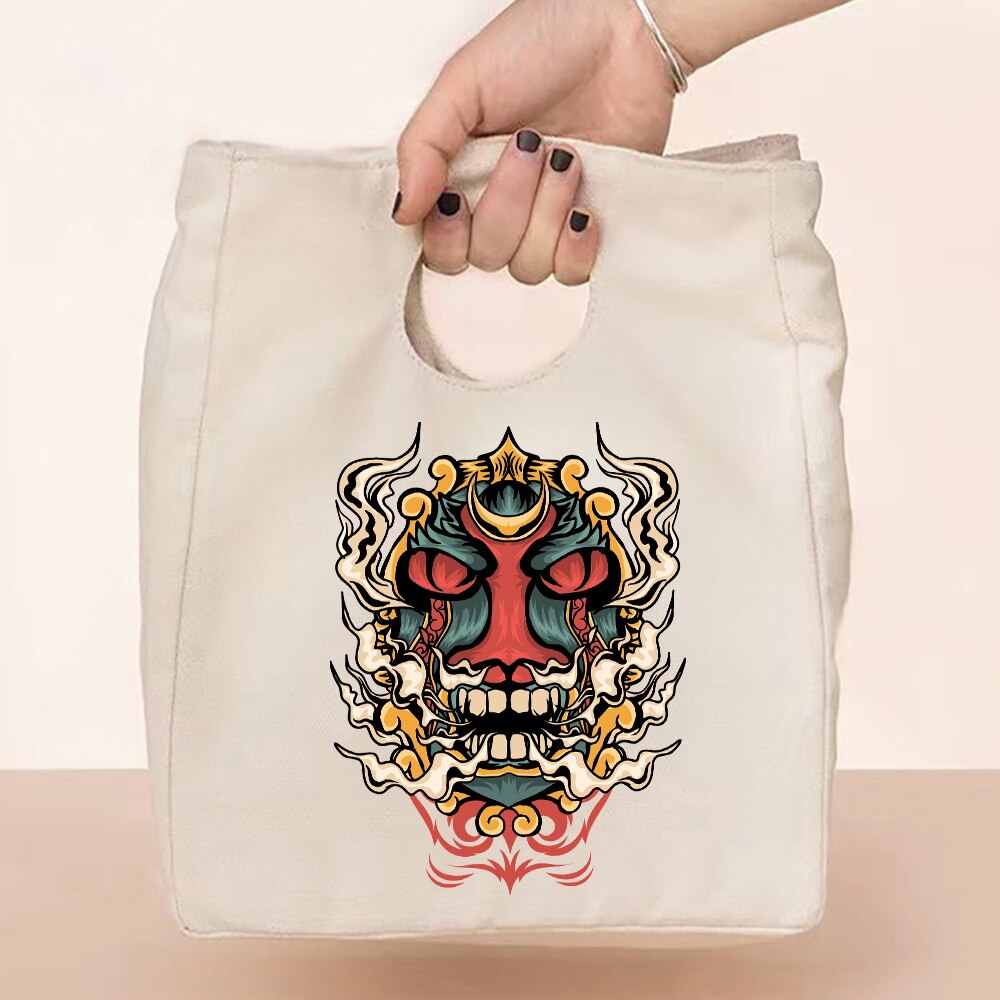 Gecontracteerde Stijl Geïsoleerde Lunch Tas, Duurzaam Bento Pouch, Thermische Lunch Box, Cooler Tassen, kat Print Lunch Container Bag: 5monster022