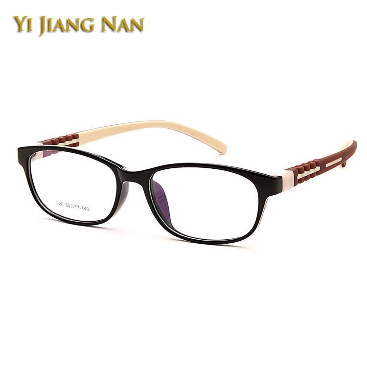 Teens Frame Boy and Girls Student Eyeglasses Frames Flexible Silicone Eyeglasses Frames Kids Myopia Glasses: Black with Beige