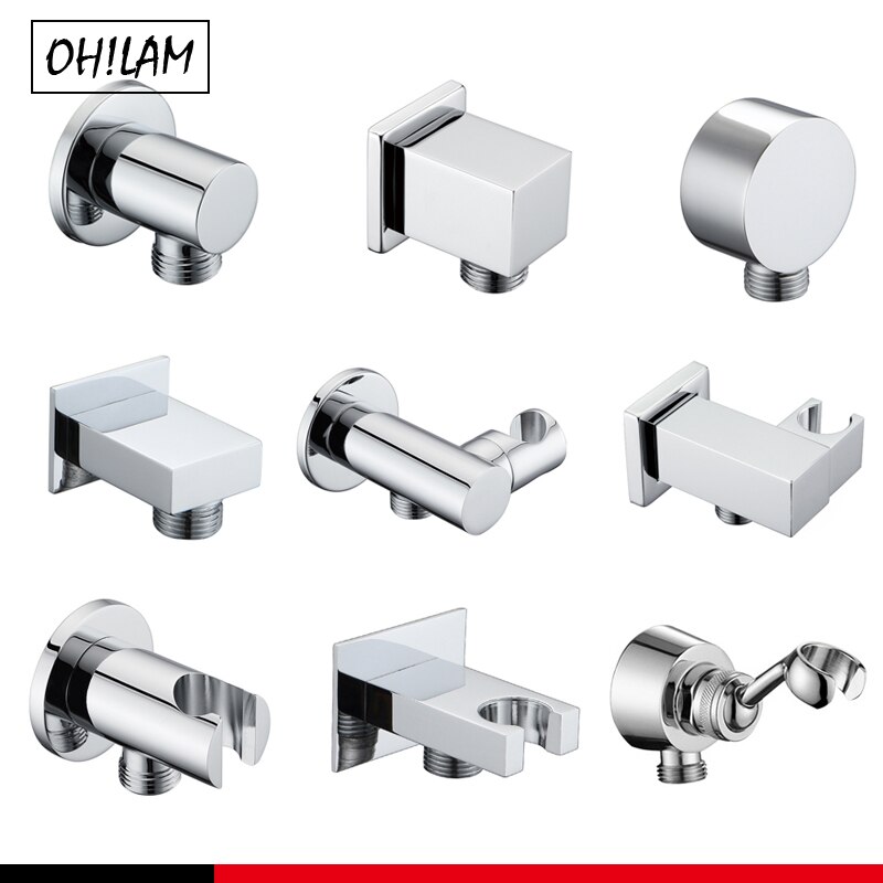 Brass Wall Mounted Hand Shower Holder Shower Bracket Hose Connector G1/2" Wall Elbow Unit Spout Water Inlet Angle Valve Adapter