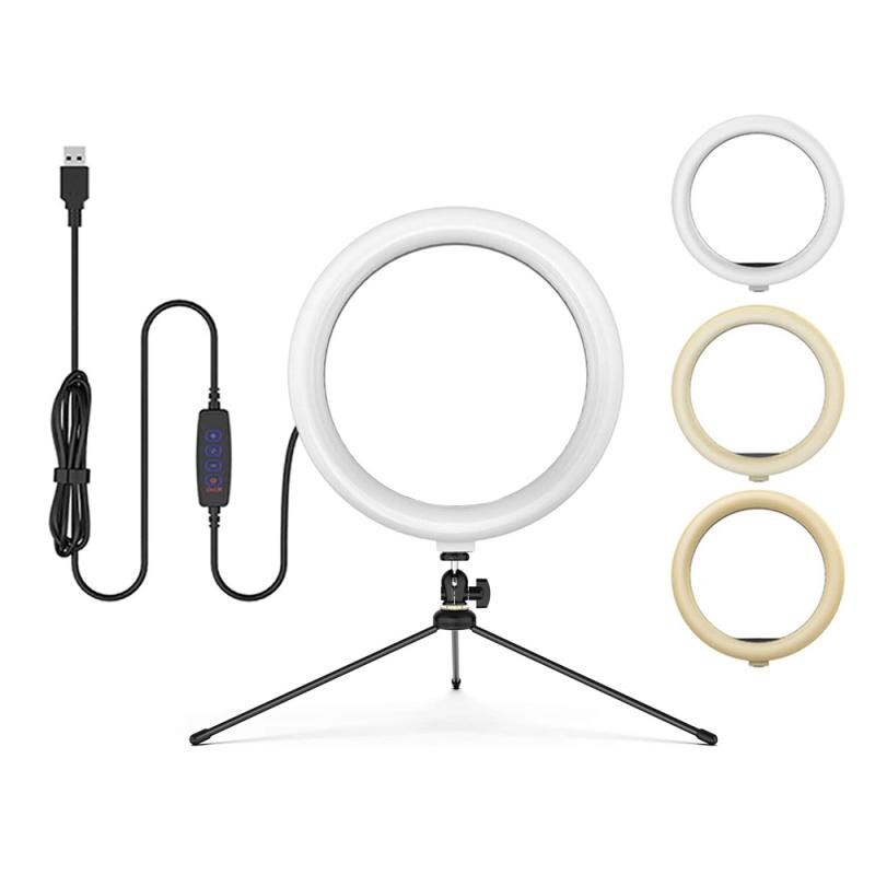 Led Selfie Ring Light Touch Control Fotografie Dimbare Ring Lamp Voor Portret Make Video Voor Ios/Android Smartphones: 8Inch with tripod