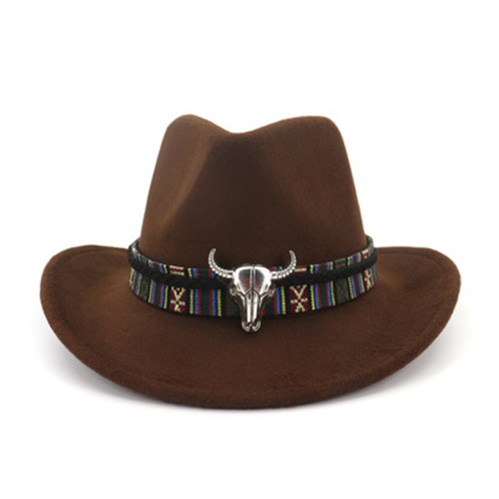 Hombres Mujeres Retro fieltro Cap Western Cowboy gorra con visera ancha HSJ88: coffee
