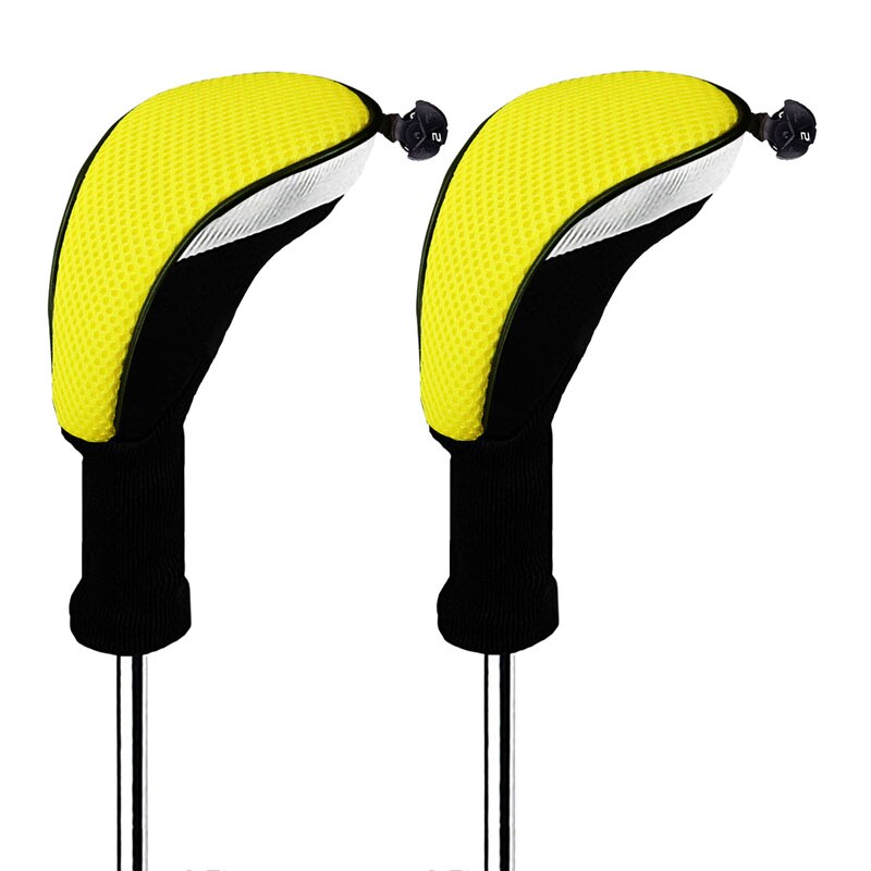 Couvre-tête de Club de Golf à col Long pour hommes et femmes, pilote de bois, hybrides de Fairway avec n ° 1 3 5 interchangeables: 2 Pc Yellow-5 Hybrid