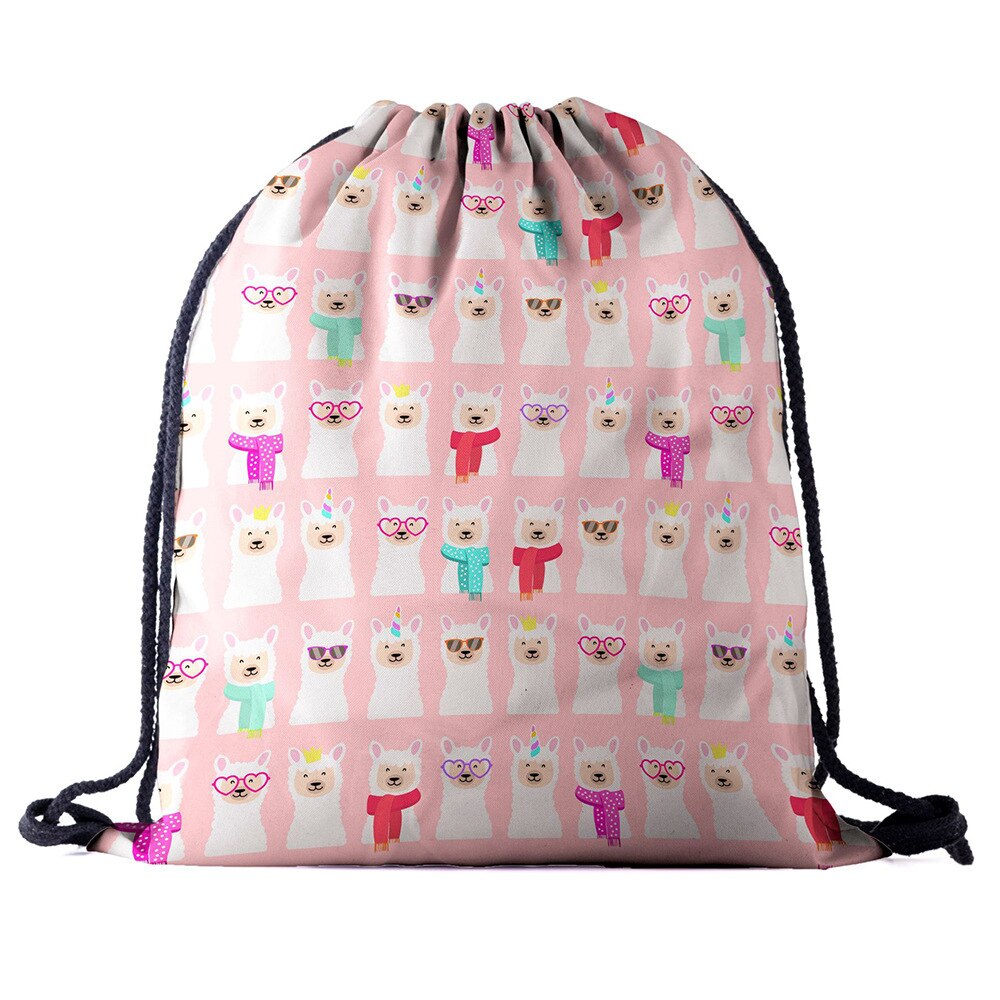 Trekkoord Rugzak Tas 3D Afdrukken Alpaca Vrouwen Mannen Dagelijks Toevallige Mochila Knapzak Feminina Bundel Pocket Touw Zakken Fabriek