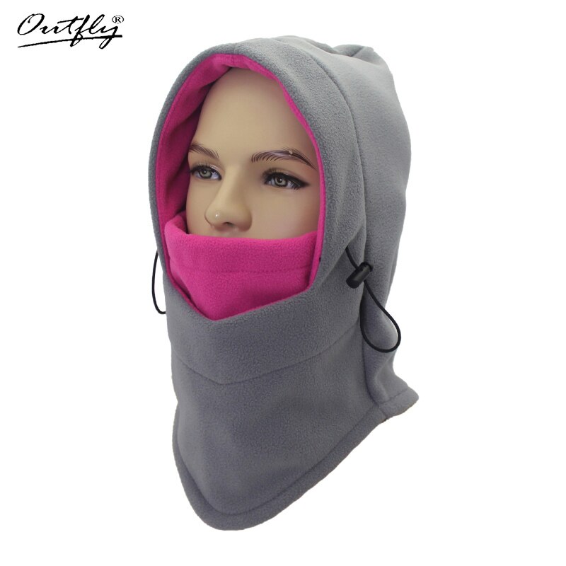 Outfly Winter Balaclava Hat Windproof Hat With Mask Unisex Ski Hat Mens Winter Fleece Hat Wrapped Warm Hat: gray and rose red