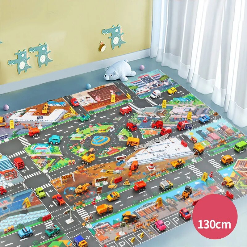 Kids Play Mat City Road Buildings Parking Map Game Scene Home Traffic Map Kids Carpet Map Educational Toys Children Baby