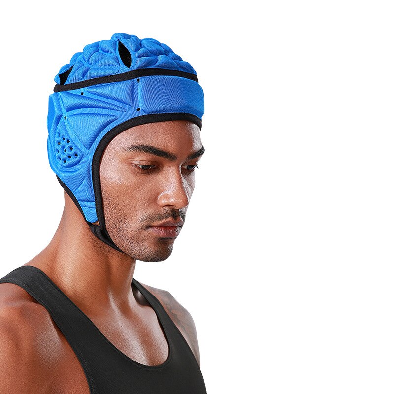 Voksen beskyttende hat, unisex stødsikker sikkerhedshjelm med ventilationsåbninger til rugbyhockey, sort/blå: B