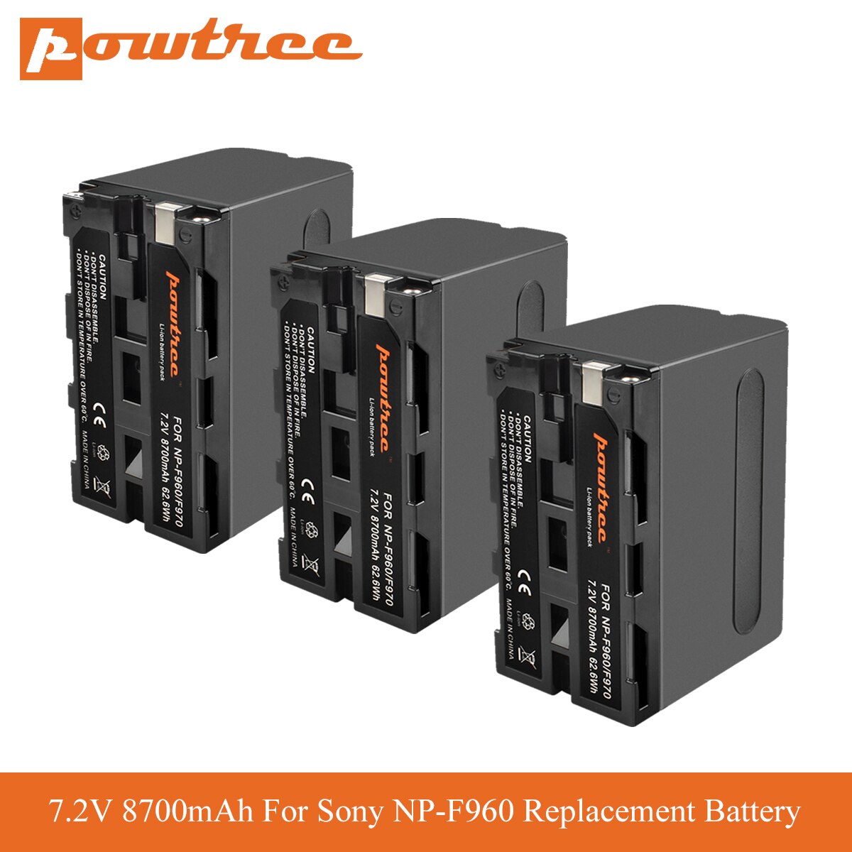 Powtree 8700mAh NP F970 NP-F960 Replacement Battery for Sony NP F970 F960 975 QM91D Batterie DCR-VX2100 DSR-PD150 DSR-PD170 L70