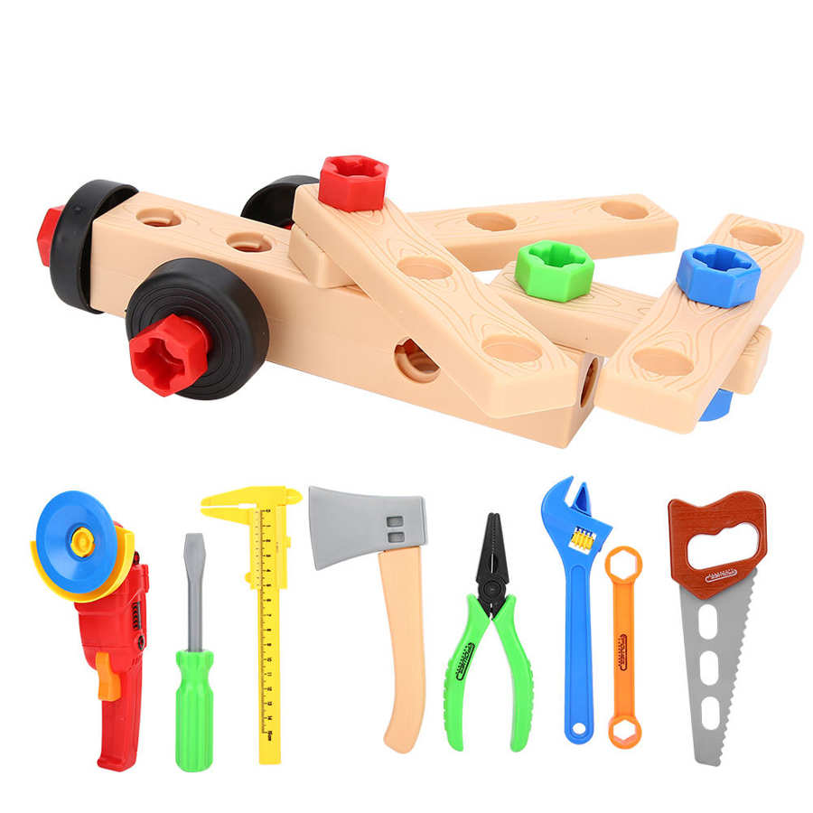 Wooden nuts and bolts set DIY assemble screw nut toy child simulates repair tools early educational toy for boys girls