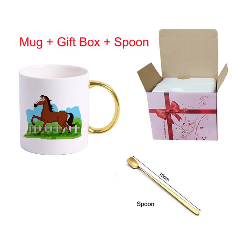 11oz Horse pattern Ceramic mug coffee Mugs Drinkware Coffee Tea Cups Novelty milk cup Drinkware KTDW-062: KTDW-062-F