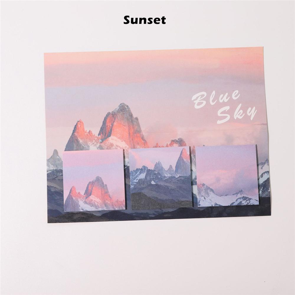 60 Sheets Blue Sky Sticky Notes Set Sunset Sky Zee Bloem Rooster Zelfklevende Memo Pad Notepad Planner Stickers Kantoor School a6545: Sunset
