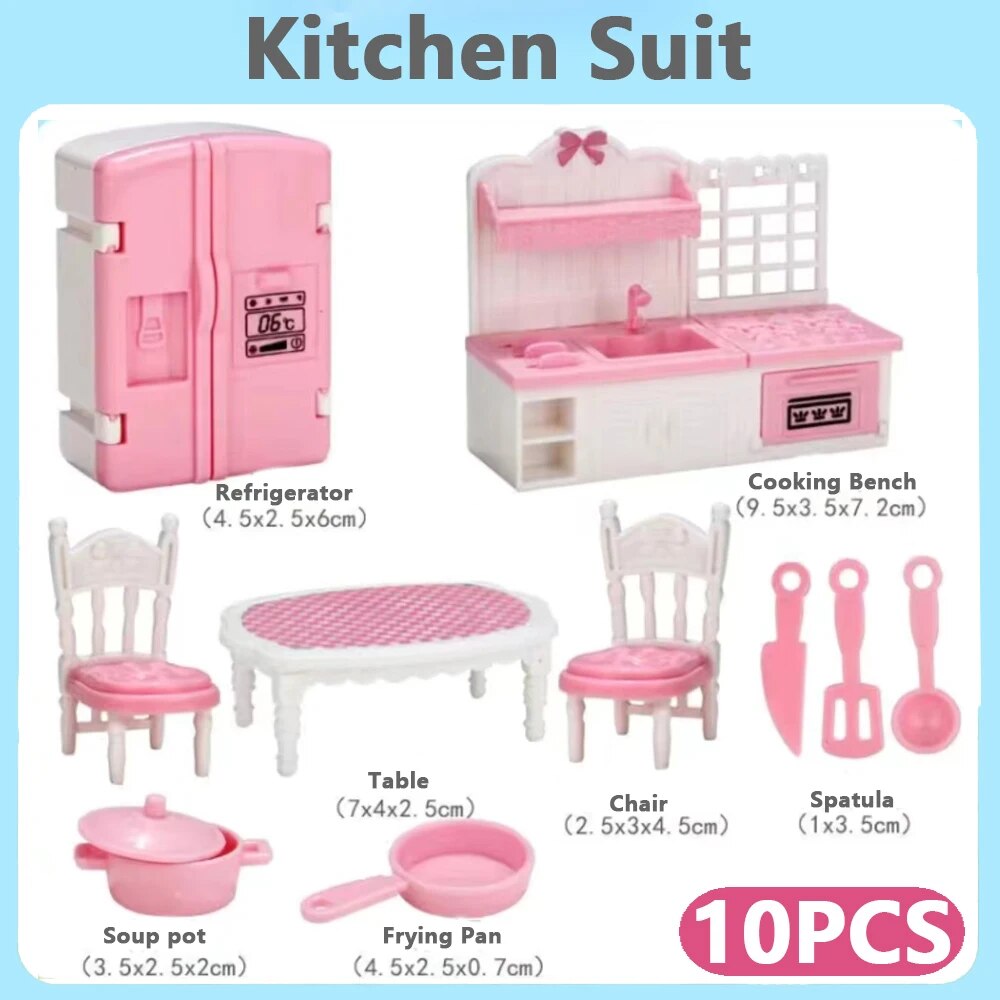 Offre spéciale mignon Kawaii rose 10 articles/Lot Miniature maison de poupée meubles accessoire enfants jouets cuisine choses de cuisine pour fille: Violet