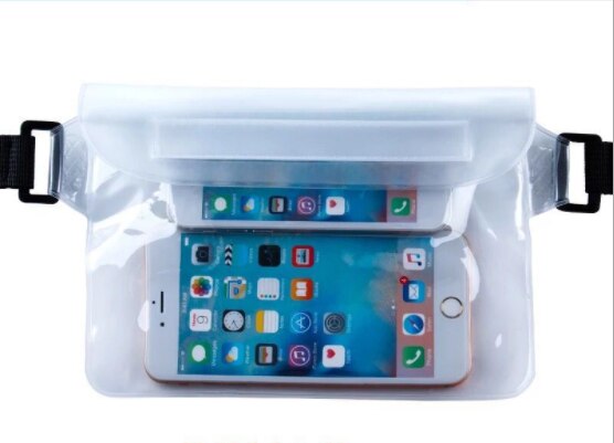Bolsa impermeable de pvc para exteriores, bolsas de cintura para acampar, escalada, senderismo, deporte, funda bolsa seca con correa para el hombro en la cintura: Color blanco