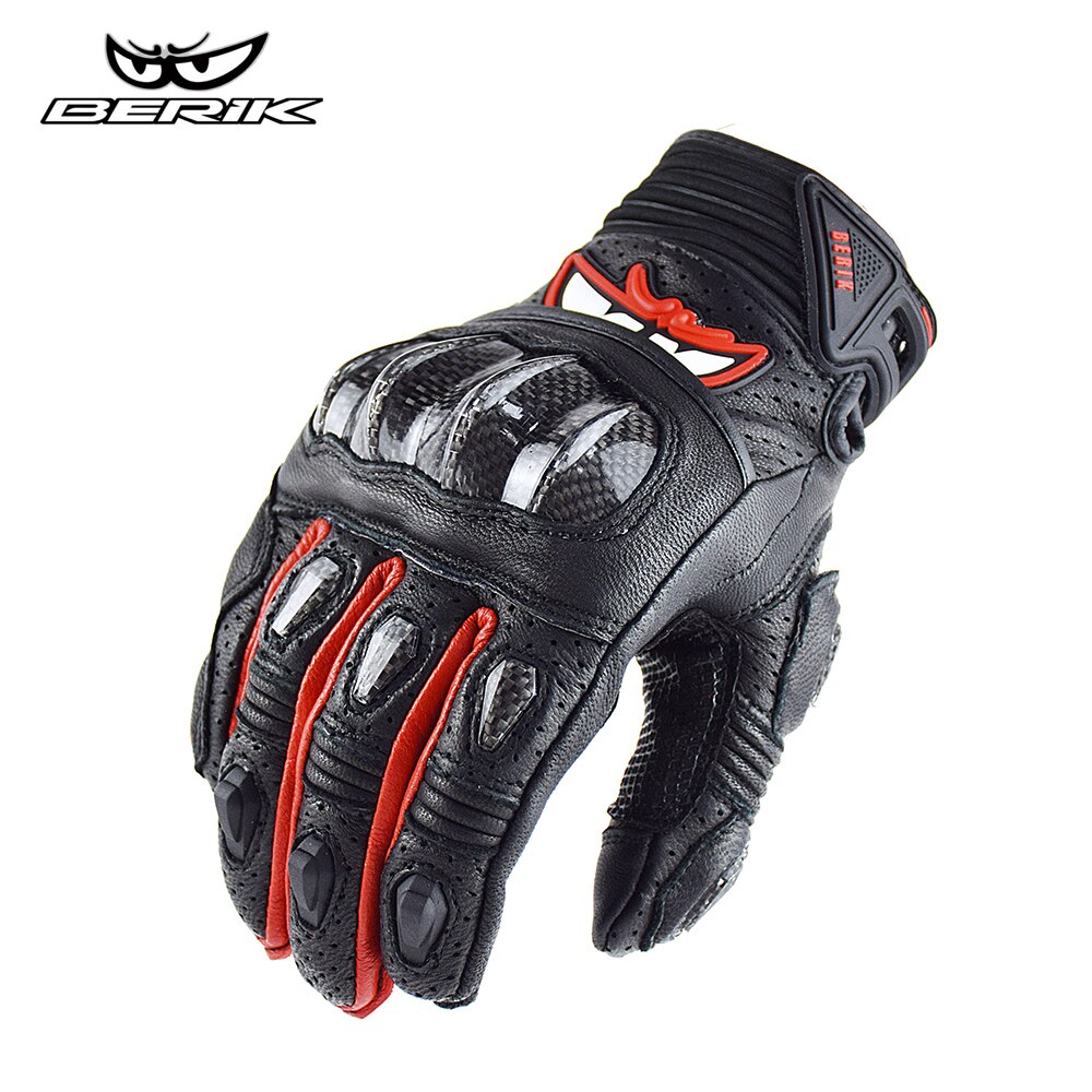 Berik – gants de Moto en cuir pour hommes, pour écran tactile, pour vélo électrique, pour cyclisme, pour Motocross, pour l'été: red / M