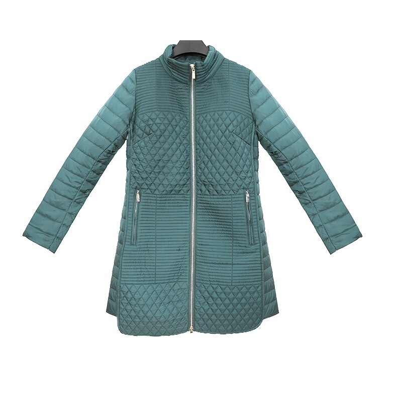 Lange Lente Jassen Vrouwen Down Jas Warm Gewatteerde Parka Kleding Vrouwelijke Katoen Lichtgewicht Dames Grote 18-520: Green 27 / 46