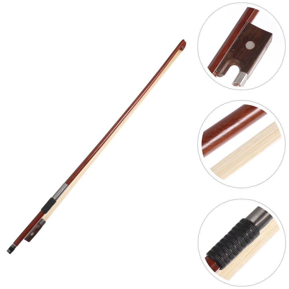 1pc rode sandelhouten 1/8 draagbare paardenhaar instrument accessoire vioolstrijkstok: Default Title