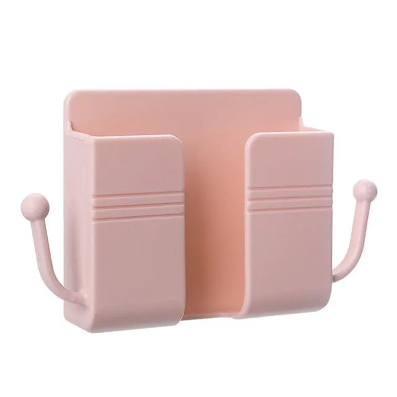 Nowy uchwyt na telefon komórkowy Organizer ścienny schowek ładowarka ścienna hak kabel stacja do ładowania uchwyt wielofunkcyjny stojak: Pink