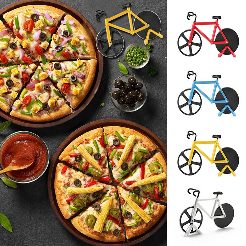 Roestvrij Staal Pizza Mes Twee-Wiel Fiets Vorm Pizza Snijmes Pizza Tool Bike Ronde Pizza Cutter Messen