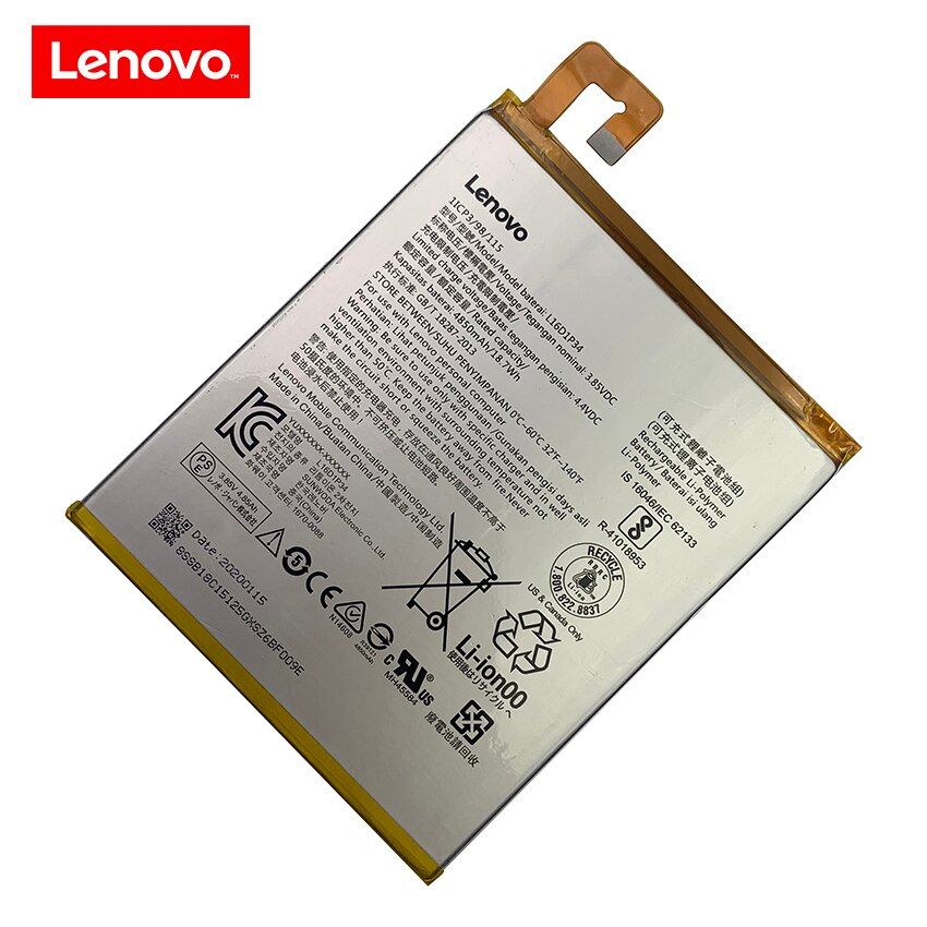 100% d&#39;origine 4850mAh L16D1P34 Batterie Pour Lenovo TAB4 8 TB-8504N TB-8504X TB-8504F TAB4 8 plus TB-8704F Batteries Bateria
