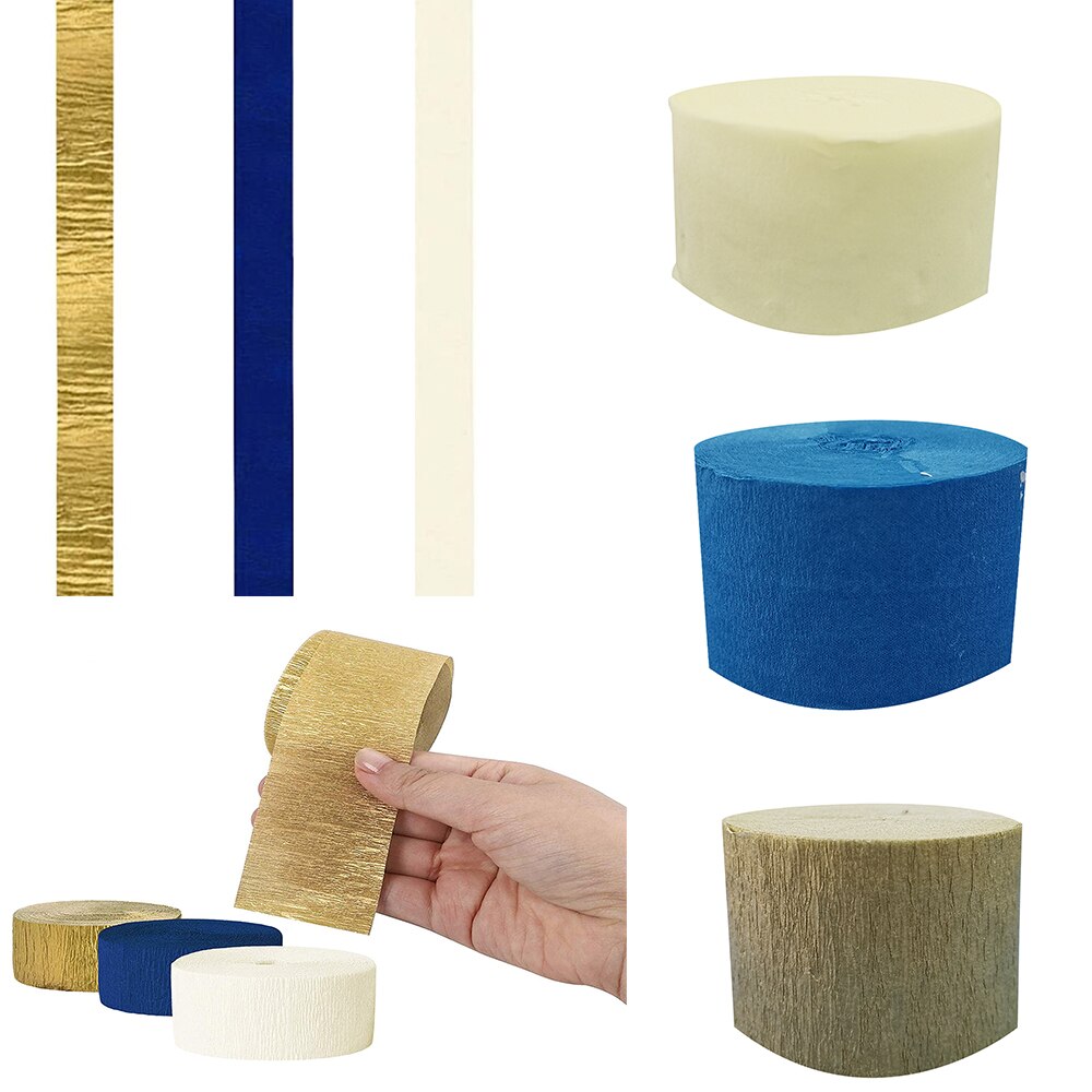 Navy Blue Gold Beige Crepe Paper Streamers Roll Hanging For Wedding Kids Birthday Party Graduation Party Decoration Baby Shower