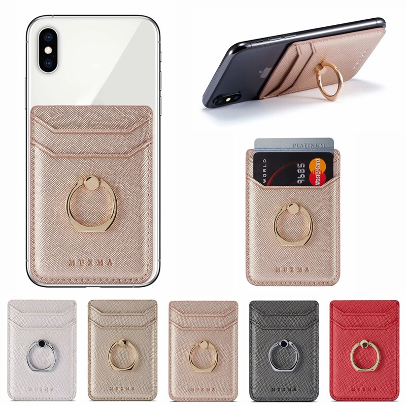 Universal Cellphone Wallet Card Holder Mobile Phone Wallet Credit ID Card Holder Adhesive Pocket Sticker Case Rose Gold /Black