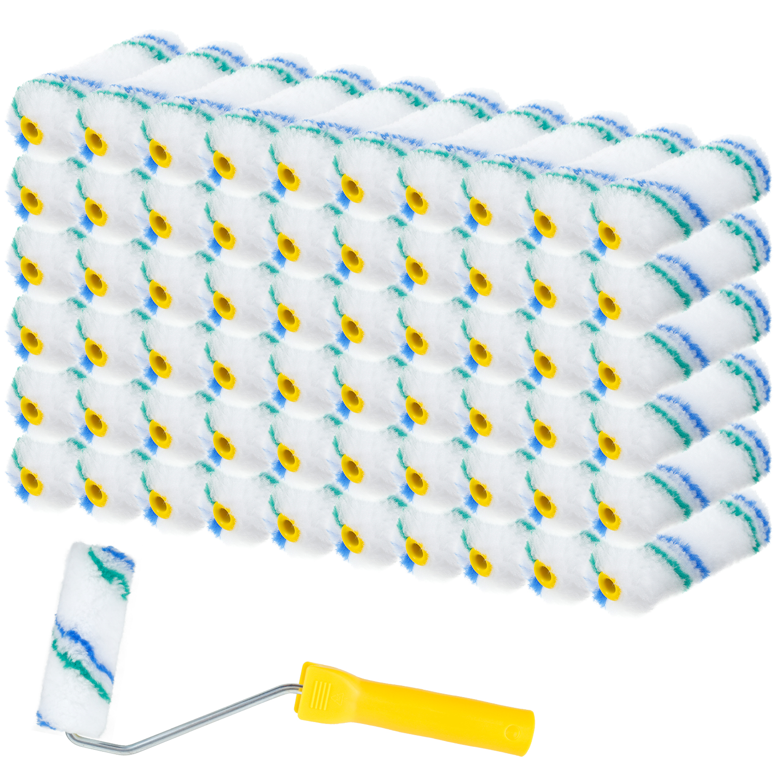 Kit de capas de rolo de pintura, 61 peças, 4 polegadas, rolos de pintura de poliéster, escova de rolo de pintura reutilizável, alça de rolo de pintura com 60 escovas de rolo: Default Title