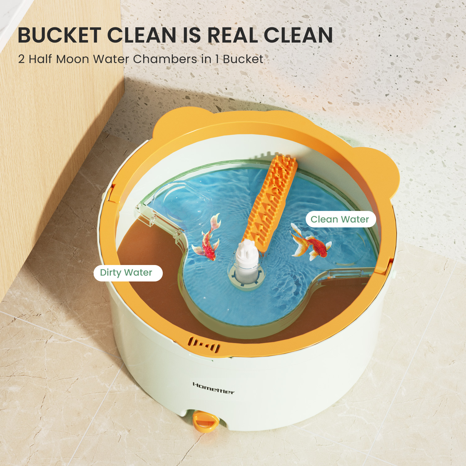 trapeadores herramientas de limpieza de pisos fáciles de drenar trapeador exprimible Limpieza del hogar 360 ° Spin home Trapeador de suelo con cucharón Lavado manos libres