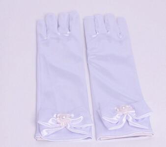 Børns satin elastiske handsker piger korte hvide handsker børn satin lange handsker  r016: Lang hvid