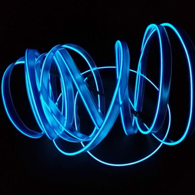 Universele 5M 12V EL Draad Blauw Koud Licht Neon Auto Sfeer Unieke Decor