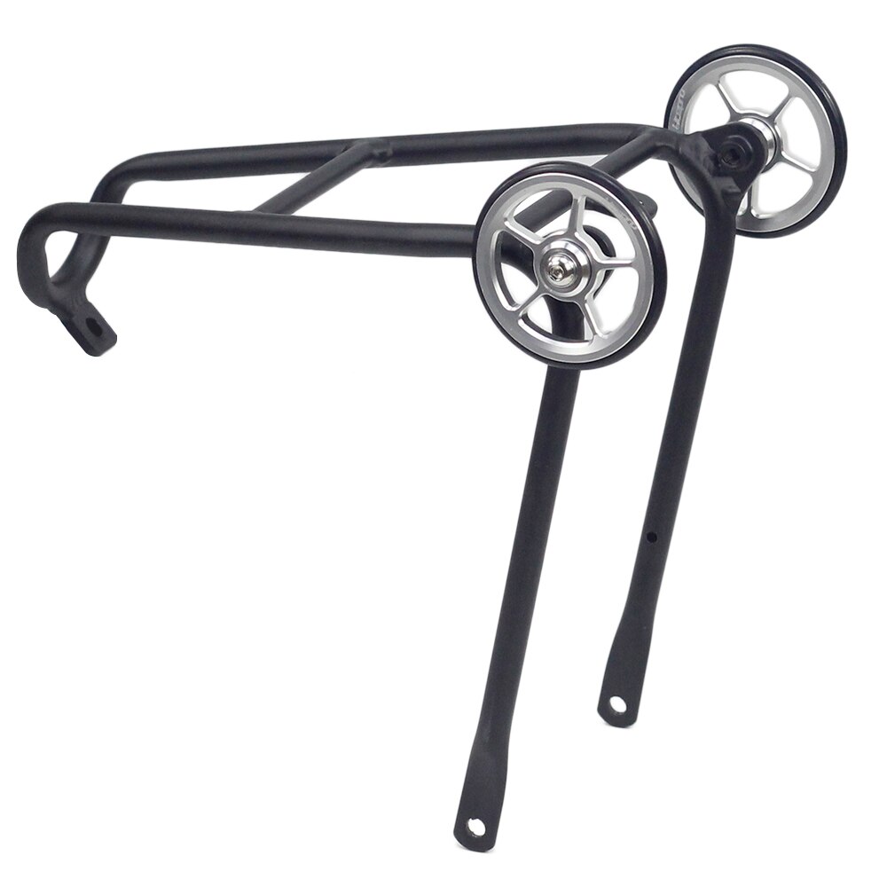 Bicycle Alloy Rear Shelf Q Rack With Easywheels for Brompton 3SIXTY PIKES Folding Bike Lightweight Rear Rack 150g: Black-Silver