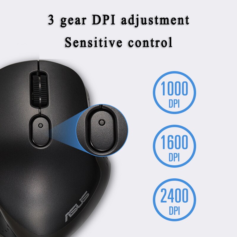 ASUS MW203 2.4Ghz USB Wireless BT 3.0/5.0 2400DPI Optical Mini Portable Mouse For PC Laptop