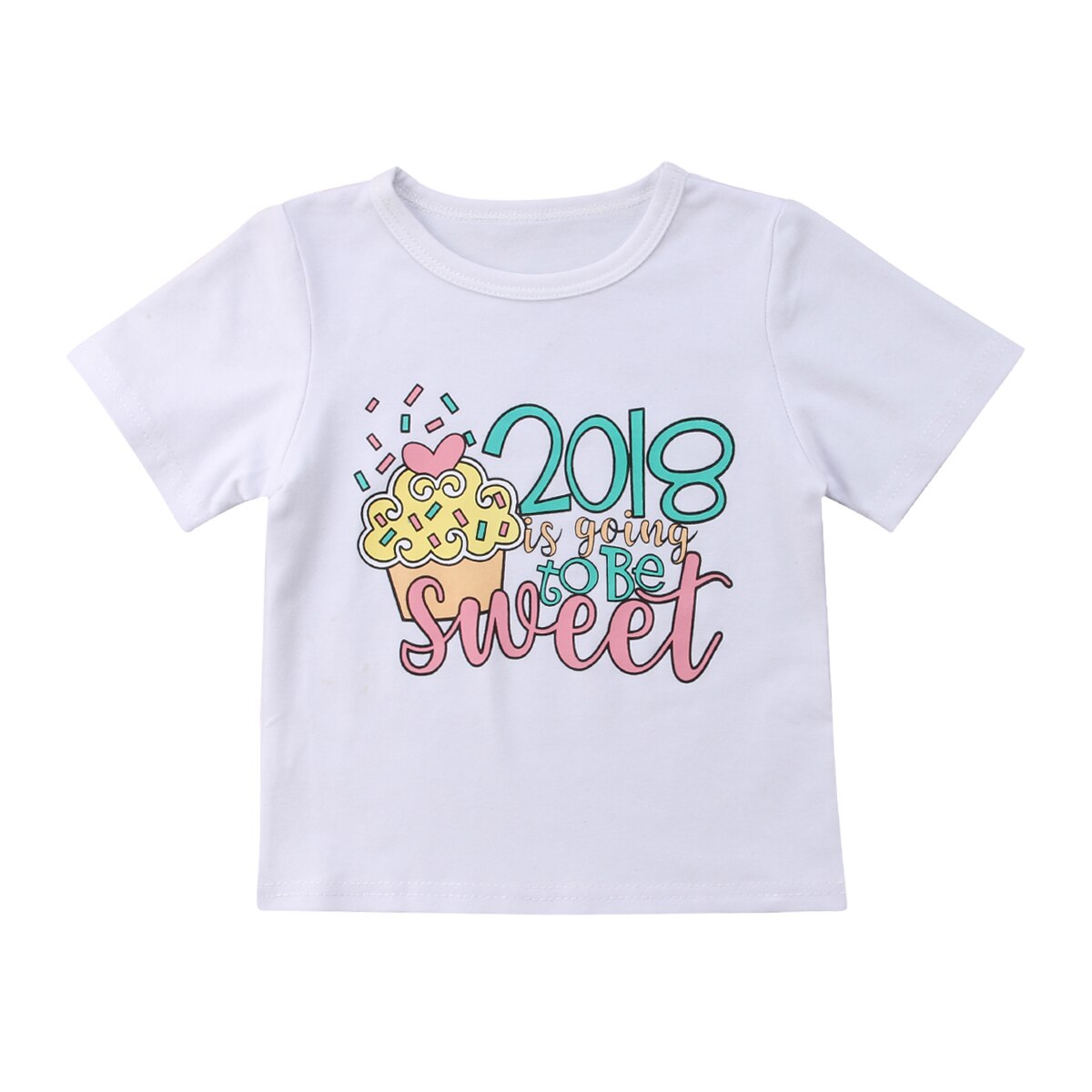 0-24M Cute Toddler Baby Girls Printed Tee Soft Cotton Crew Neck T-shirt Tops Baby Clothes T-shirts White Black 0-24M: White / 6M