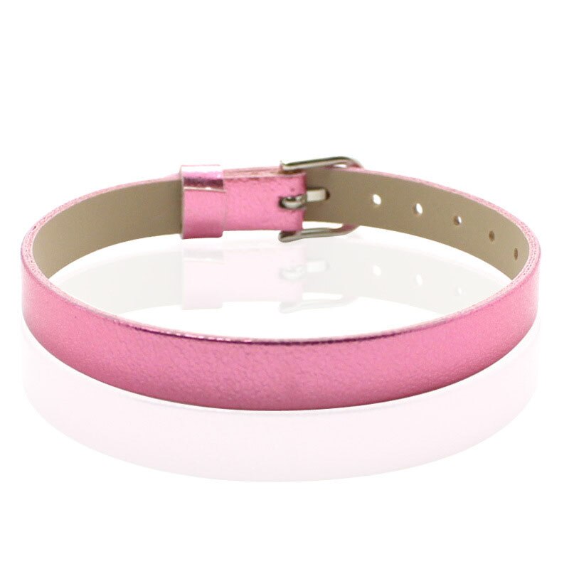 , 8 MM Metallic Oppervlak Polsband Armbanden (50 stuks/partij) DIY Accessoire Fit Slide Letters, Slide Charms, kralen: hot pink
