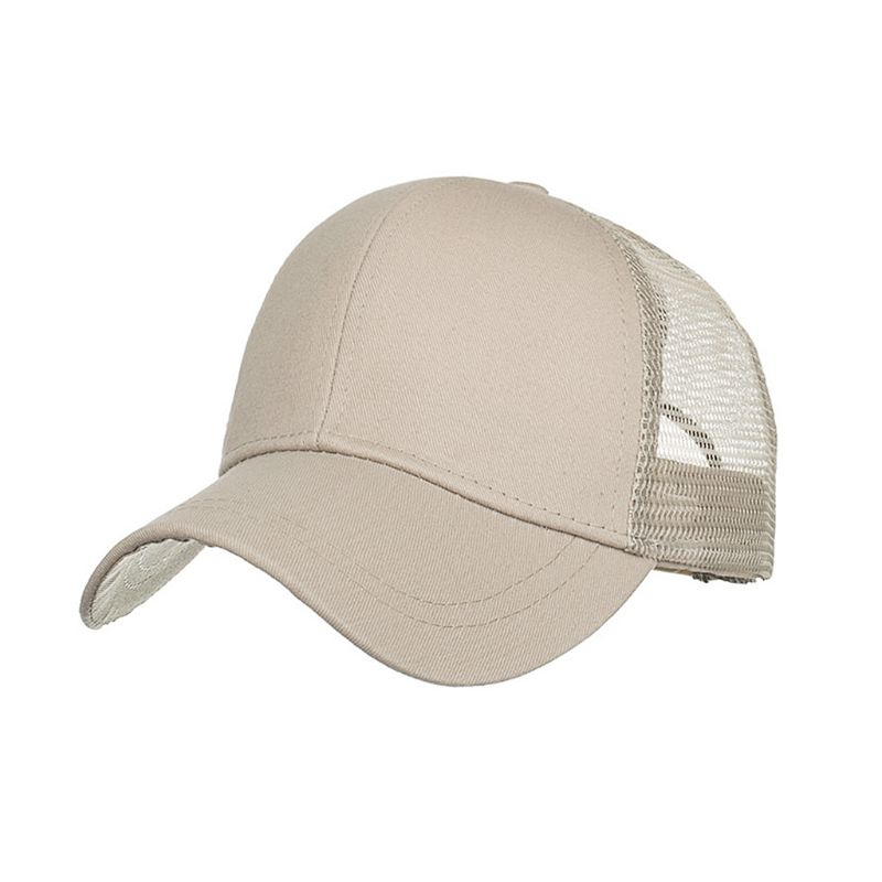 Udendørs solskærm hestehale baseball cap kvinder rodet bun tennis hat justerbar cap 'zt: Khaki