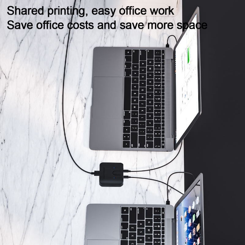 Acasis Usb Printer Sharing Switch Two-in One-out Splitter One-to-two Conversion Two-port Switcher USB2.0 KVM Box