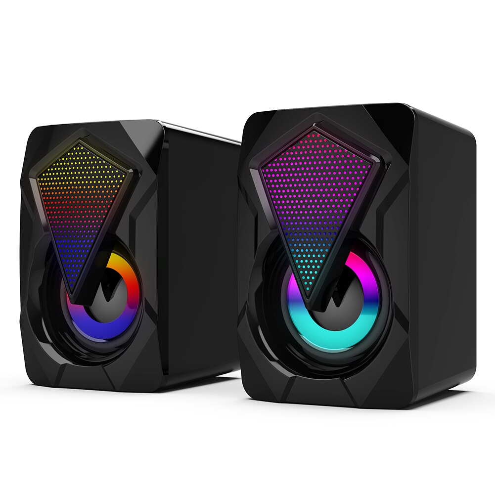 ALLOYSEED Computer Speakers - 3W x2 Subwoofer Multimedia Bass - USB Powered RGB Lighting for Desktop PC Laptop