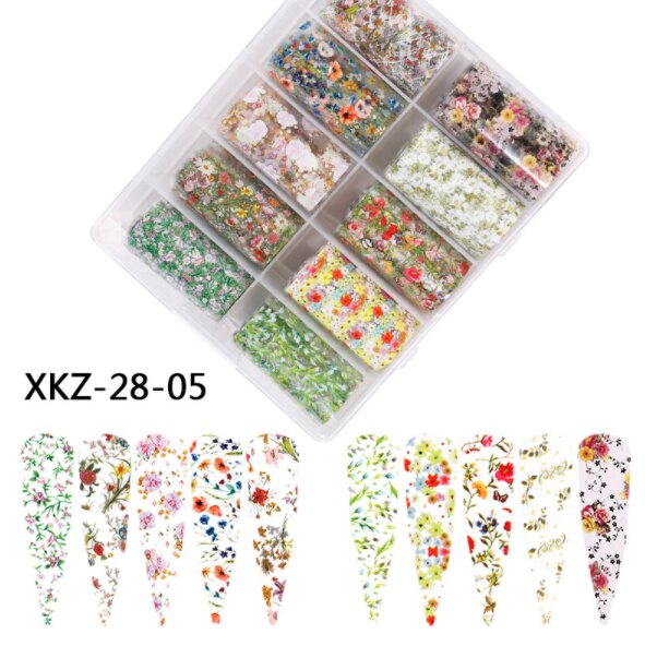 Papel de transferencia con estampado de leopardo para decoración de uñas, pegatina de papel de transferencia con de estrellas, de bambú, para Realce de uñas, 10 unids/caja: XKZ-28-05