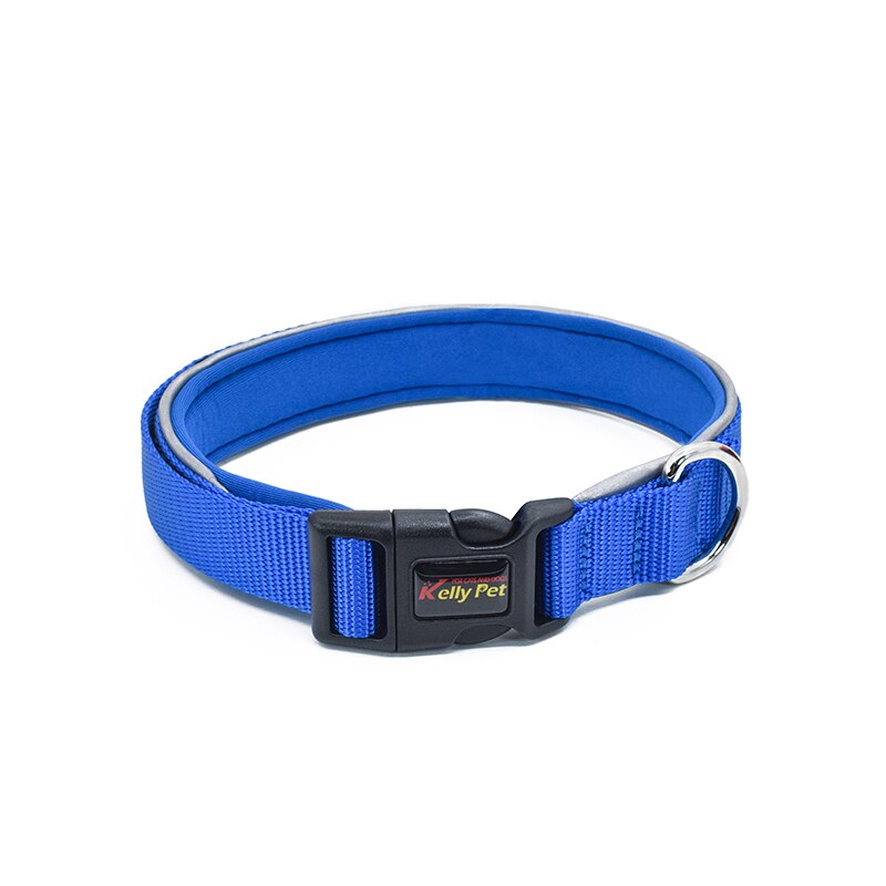 Nylon Dog collar reflective piping padded pet collar adjustable buckle for small medium big dogs orange black pink pet products: blue / S