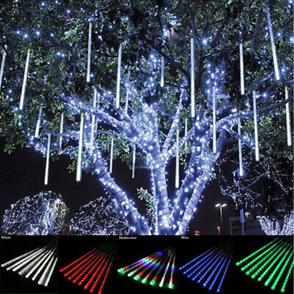 Year 30/50cm Meteor Shower Rain 8 Tubes LED String Lights Waterproof For Outdoor Christmas Decor Tree With Plug Tail#45