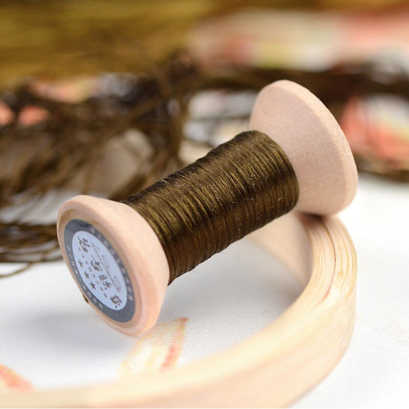 20 meters each spool /Silk thread / handmade embroidery thread / wrapped flower silk line / Mustard yellow: 7