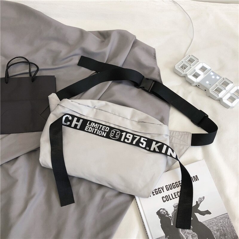 Marca original casal saco de peito moda grande capacidade saco do mensageiro rua personalidade hip hop bolsa de ombro meninas saco casual: CINZA