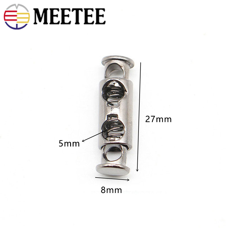 20Pcs Meetee 8mm Metal Cord Lock Stopper Double Hole Hat Clothing Lanyard Rope Stopper Button DIY Sewing Hardware Accessories
