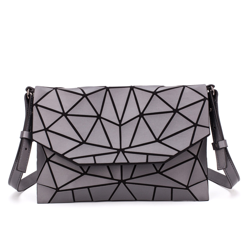 Matte skuldertasker kvinder aften fest taske geometri messenger taske clutch til piger afslappet kvindelig lysende håndtaske: Grå