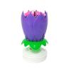 Double Lotus Music Candle Double Flower Blossom Birthday Cake Flat Rotating Electronic Rotating Lotus Candle for Kids Party: Purple