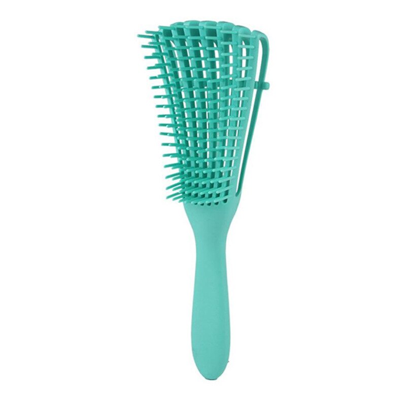 1 st detangling borste för lockigt hår halkfri gummi bläckfisk hårborste kam hårbotten massage borstar badrumstillbehör: Grön