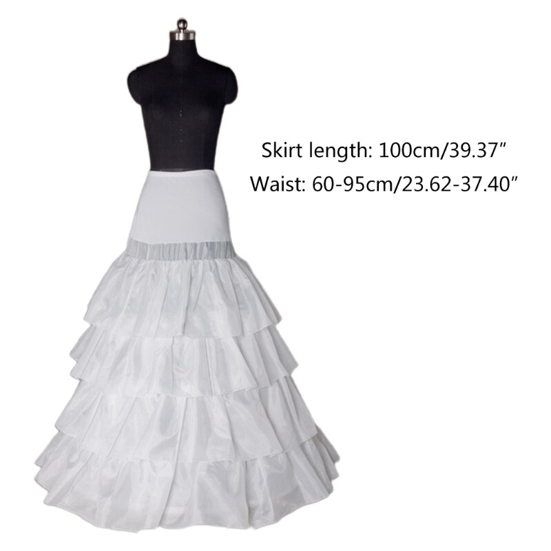 4-Hoop 4 Layer Ruffled Wedding Petticoat Skirt Bridal Dress Crinoline Underskirt
