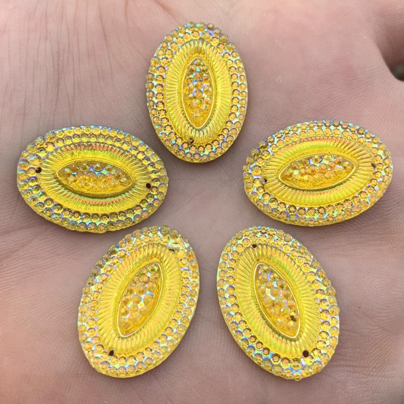 20 Uds. De diamantes de imitación de resina Ovalada para manualidades, accesorios de joyería, 18x25mm, AB, HE45