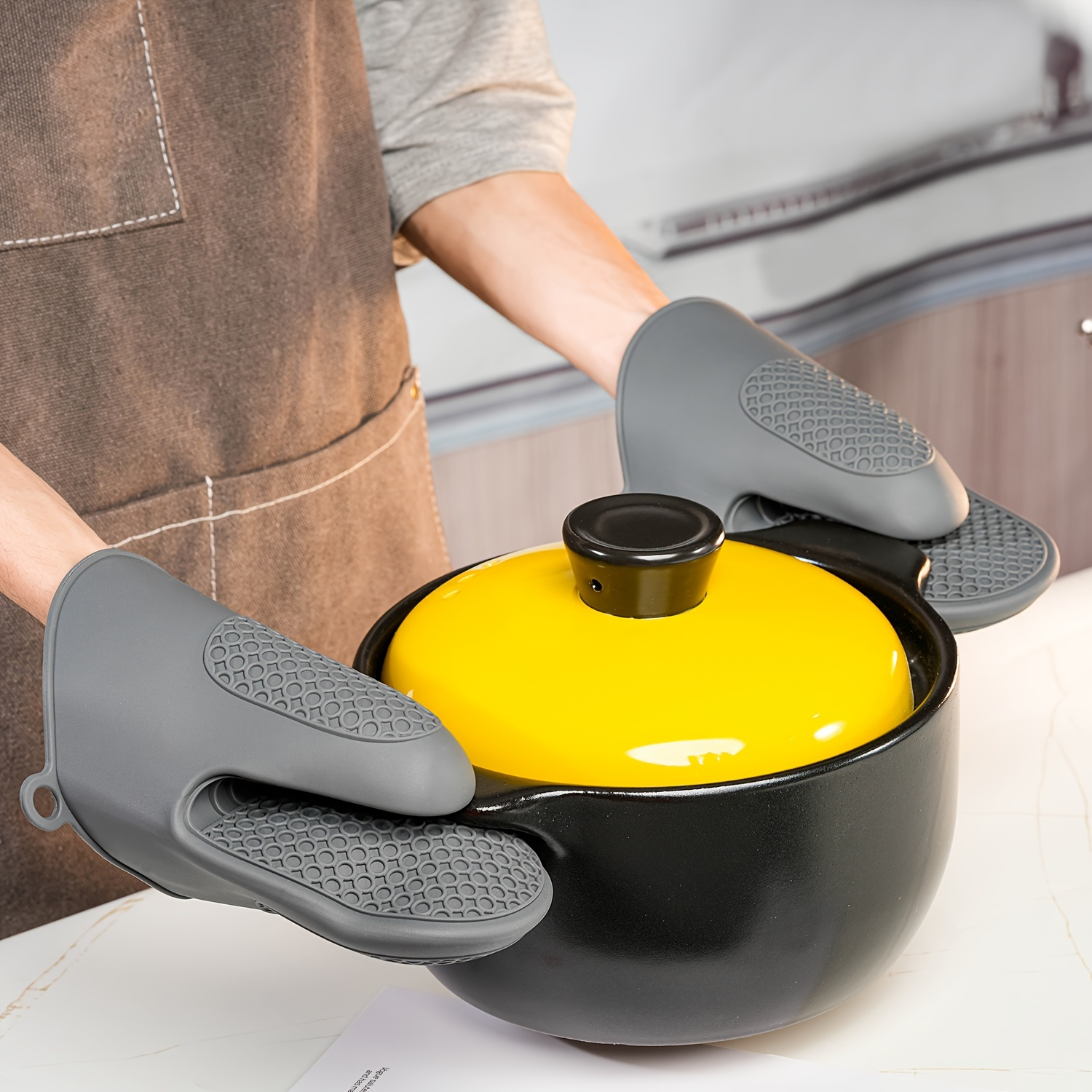 Kitchen Silicone Gloves Oven Mitts Heat Resistant BBQ Barbecue Cooking Baking