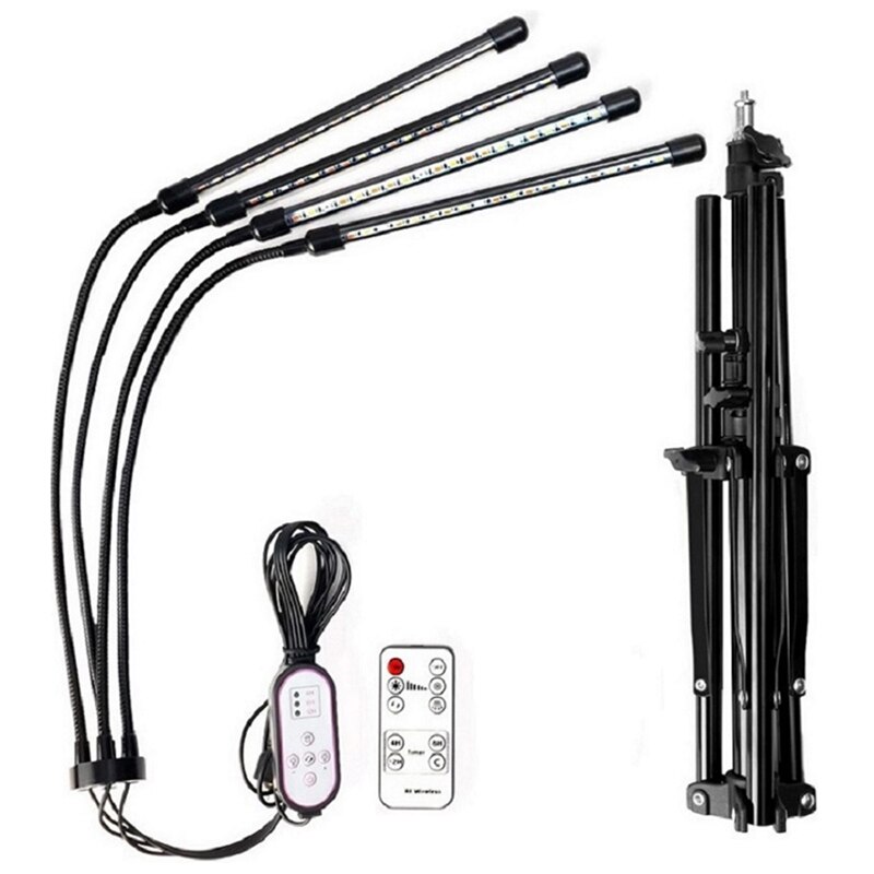 Full Spectrum Phyto Lamp 80 Leds Grow Lights with Tripod Plant Light For Indoor Vegetable Flower Seedling: 4 heads with remote / With AU Plug