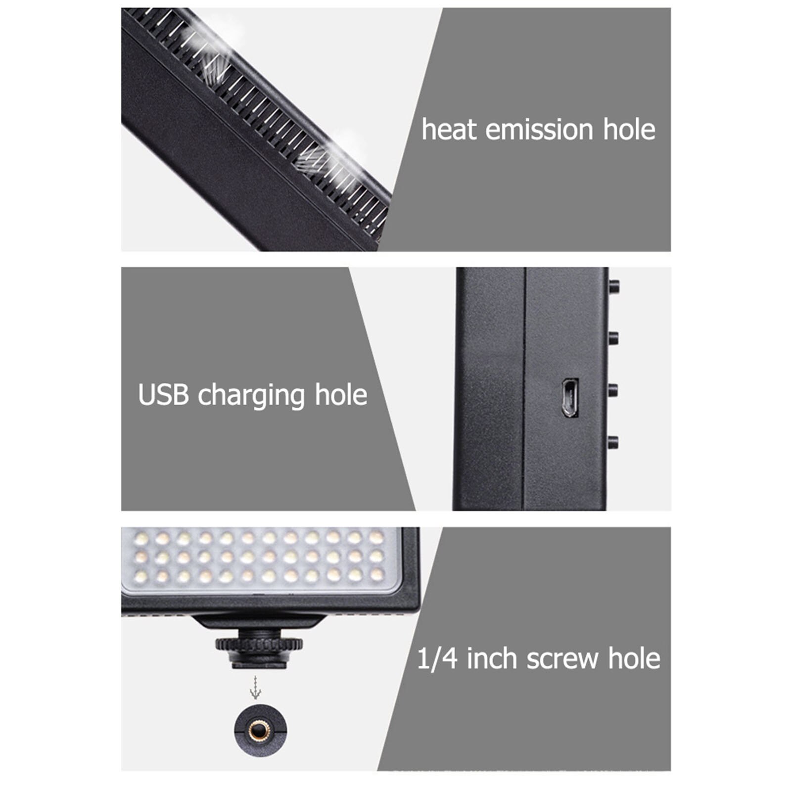Luce Video a LED 3200K-5600K pannello LED dimmerabile fotografia portatile luce di riempimento con foro per vite da 1/4 pollici per fotografia Live