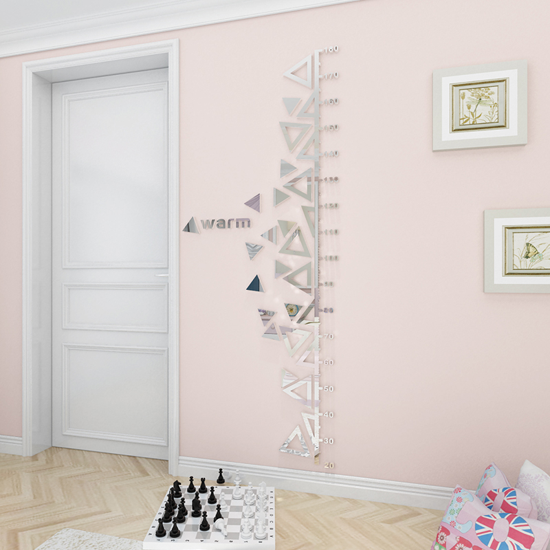 Geometrische spiegel kreative höer acryl 3D dreidimensionale Zauberstab aufkleber für freundlicher: D Dreieck silbrig